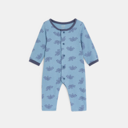 بيجاما قطنية بدون أقدام زرقاء اللون عليها رسم الفيل للصبي الصغير