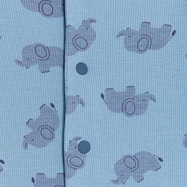 بيجاما قطنية بدون أقدام زرقاء اللون عليها رسم الفيل للصبي الصغير بيجاما قطنية بدون أقدام زرقاء اللون عليها رسم الفيل للصبي الصغير