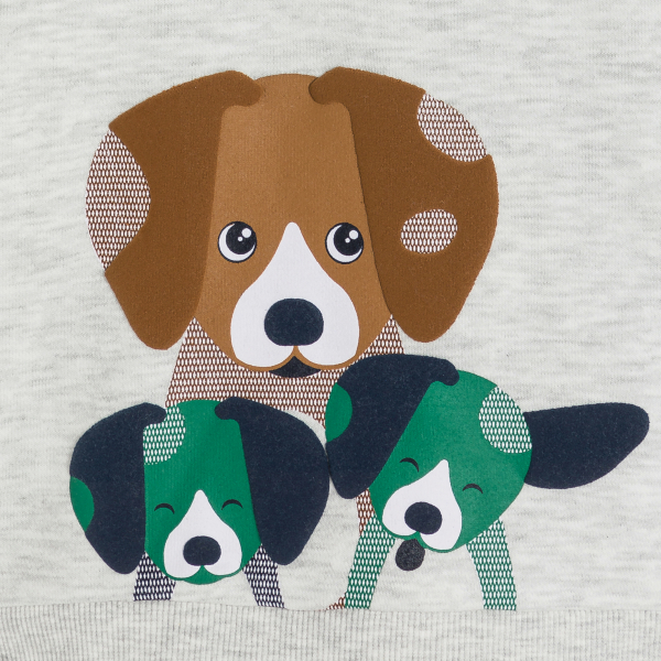 سويت شيرت ميلتون رمادي اللون مرسوم عليه كلب، للصبي الصغير سويت شيرت ميلتون رمادي اللون مرسوم عليه كلب، للصبي الصغير