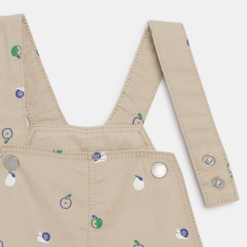Salopette courte fruits gris bébé garçon