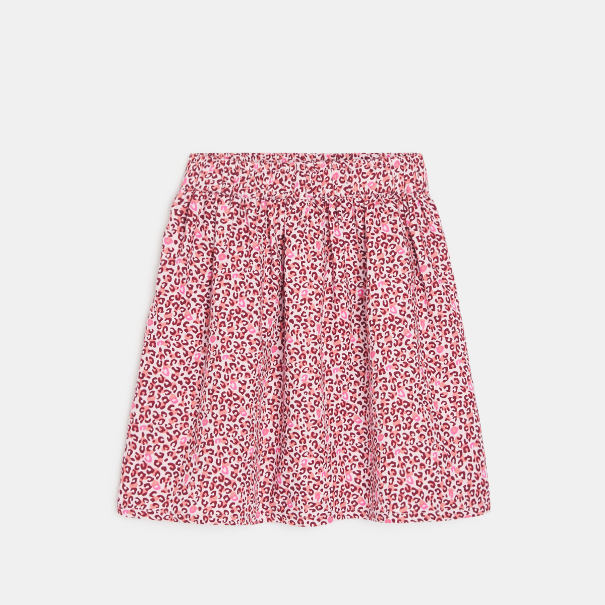 تنورة وردية اللون انسيابية مطبوع عليها صورة فهد، للفتيات تنورة وردية اللون انسيابية مطبوع عليها صورة فهد، للفتيات