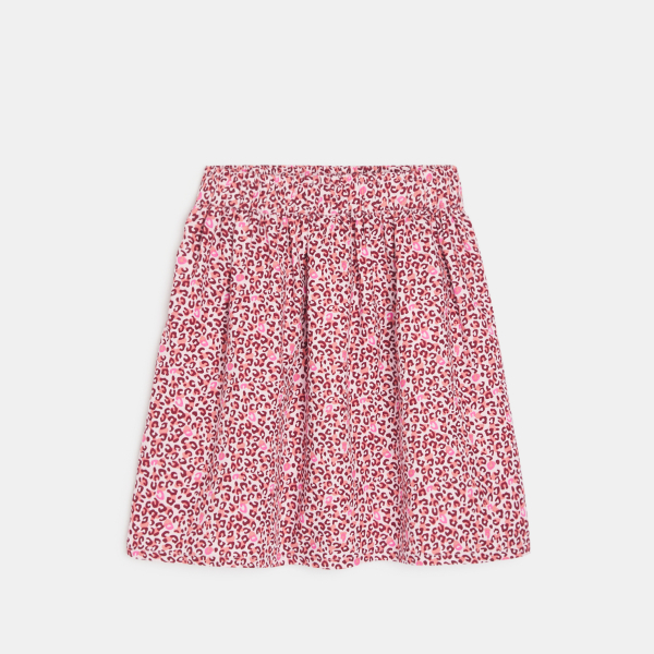 تنورة وردية اللون انسيابية مطبوع عليها صورة فهد، للفتيات تنورة وردية اللون انسيابية مطبوع عليها صورة فهد، للفتيات