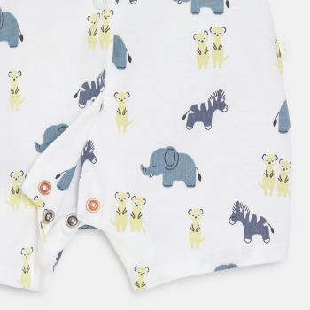 جمبسوت قصيرة مزينة برسوم الحيوانات، باللون الأزرق للأولاد الصغار