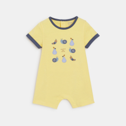 جمبسوت قصيرة مزينة برسوم الحيوانات، باللون الأصفر للأولاد الصغار