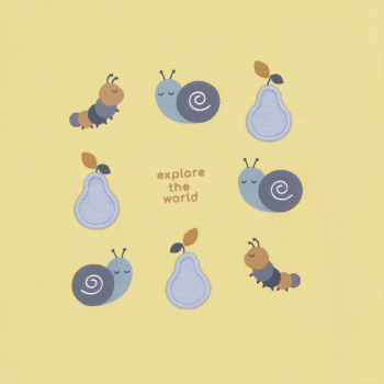 جمبسوت قصيرة مزينة برسوم الحيوانات، باللون الأصفر للأولاد الصغار