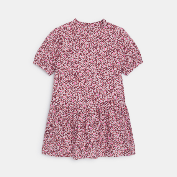 فستان مطبوع عليه صورة فهد، وردي اللون، للفتيات فستان مطبوع عليه صورة فهد، وردي اللون، للفتيات