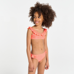 Maillot de bain volanté 2 pièces pêche Fille