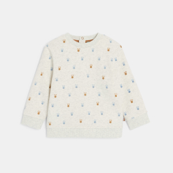 بلوفر قماش، اللون رمادي، عليه رسم الأرنب، للصبي