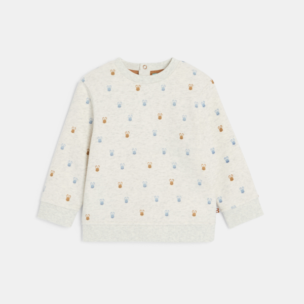 بلوفر قماش، اللون رمادي، عليه رسم الأرنب، للصبي بلوفر قماش، اللون رمادي، عليه رسم الأرنب، للصبي