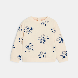 سويت شيرت ميلتون، اللون وردي فاتح، مطبوع عليه زهور، للطفلة الصغيرة