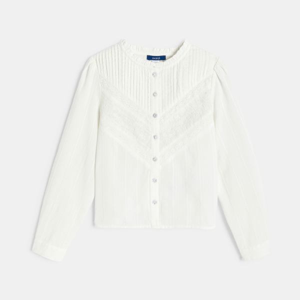 بلوزة بيضاء رومانسية مطرزة للفتيات