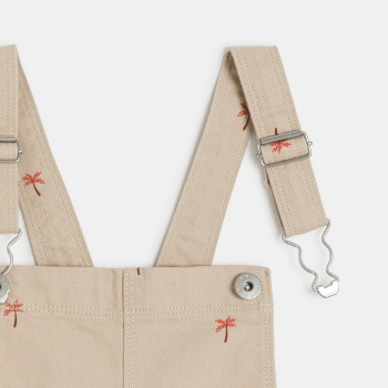 سالوبيت شورت من قماش مطبوع للفتيات، اللون بيج 