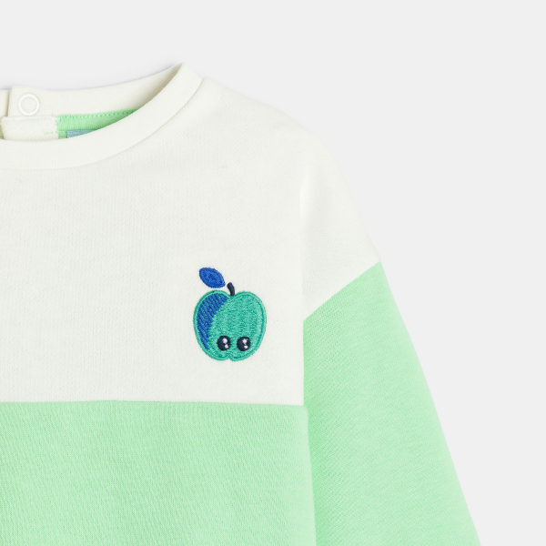 سويت شيرت ذو لونين مرسوم عليه طائر الطوقان أخضر، للطفل الرضيع سويت شيرت ذو لونين مرسوم عليه طائر الطوقان أخضر، للطفل الرضيع