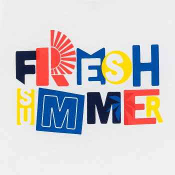 تانك توب مزين بطبعة عبارة باللون الأبيض للأولاد