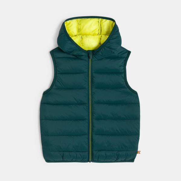 سترة بدون أكمام وبغطاء رأس، اللون أخضر غامق سترة بدون أكمام وبغطاء رأس، اللون أخضر غامق