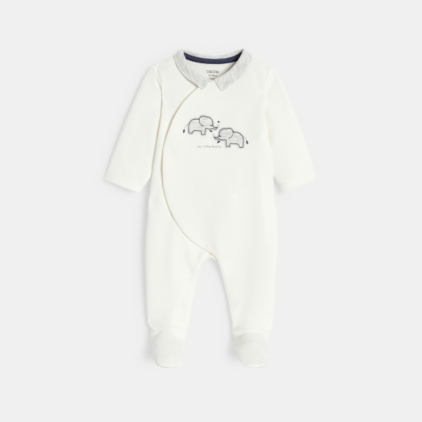 Dors-bien velours côtelé élephant blanc bébé garçon Dors-bien velours côtelé élephant blanc bébé garçon