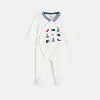 Dors-bien velours blanc bébé garçon