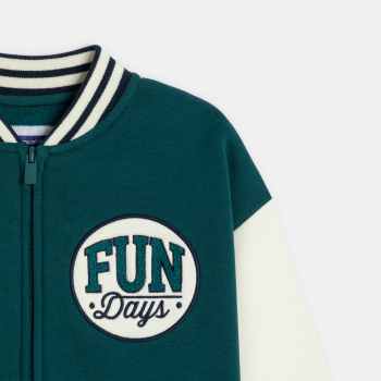 Sweat-shirt teddy campus vert Garçon