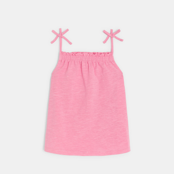 قميص داخلي سادة بحمالات رفيعة بلون الحلوى الوردية للفتيات