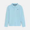Polo à manches longues en jersey piqué bleu Garçon Polo à manches longues en jersey piqué bleu Garçon