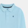 Polo à manches longues en jersey piqué bleu Garçon Polo à manches longues en jersey piqué bleu Garçon