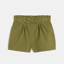 Short taille haute coton fantaisie vert bébé fille