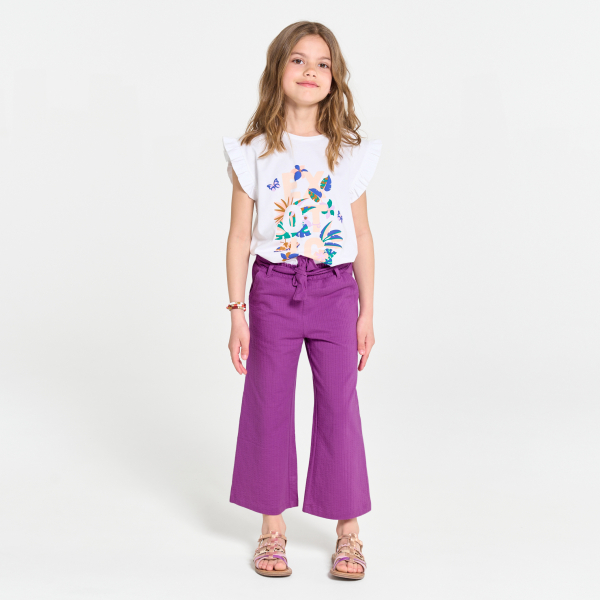 Pantalon large ceinturé violet Fille Pantalon large ceinturé violet Fille