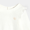 توب بأكمام طويلة وكشكشة، أبيض اللون، للفتاة الصغيرة توب بأكمام طويلة وكشكشة، أبيض اللون، للفتاة الصغيرة