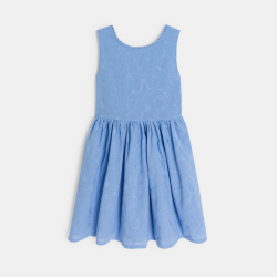 Robe chic brodée sans manches bleu Fille