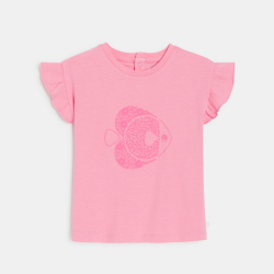 T-shirt poisson manches volantées rose bébé fille
