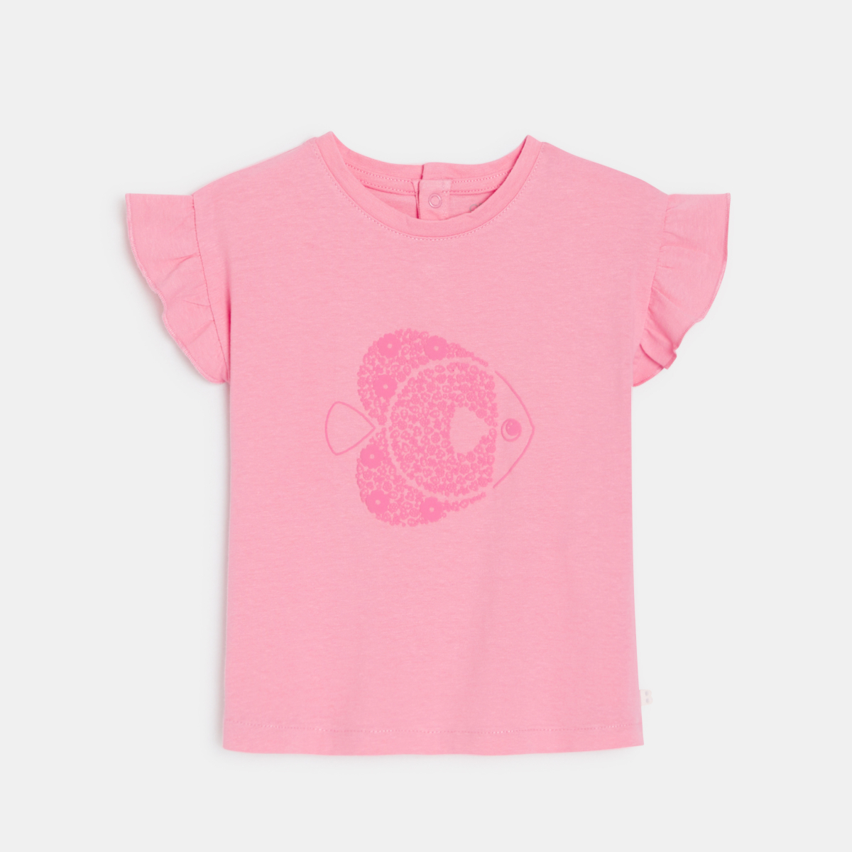 تيشيرت بأكمام مكشكشة، وردي اللون، مرسوم عليه سمكة، للطفلة الصغيرة تيشيرت بأكمام مكشكشة، وردي اللون، مرسوم عليه سمكة، للطفلة الصغيرة