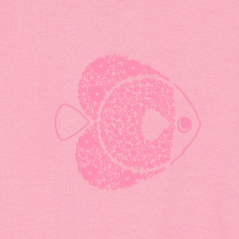 تيشيرت بأكمام مكشكشة، وردي اللون، مرسوم عليه سمكة، للطفلة الصغيرة