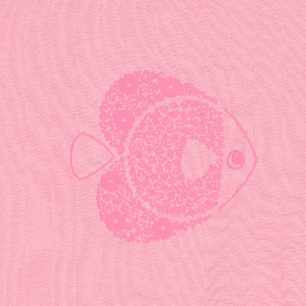 تيشيرت بأكمام مكشكشة، وردي اللون، مرسوم عليه سمكة، للطفلة الصغيرة تيشيرت بأكمام مكشكشة، وردي اللون، مرسوم عليه سمكة، للطفلة الصغيرة