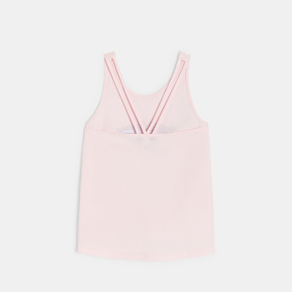 Débardeur motifs imprimés et sequins rose pastel Fille Débardeur motifs imprimés et sequins rose pastel Fille