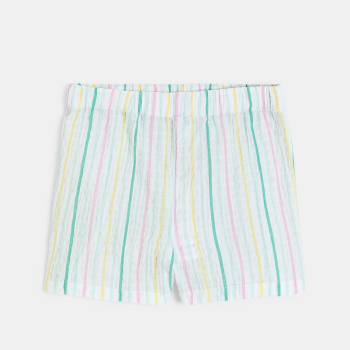 تيشيرت بياقة مطاطية مطبوع عليه صورة فاكهة وشورت مخطط باللون الوردي للفتاة الرضيعة 