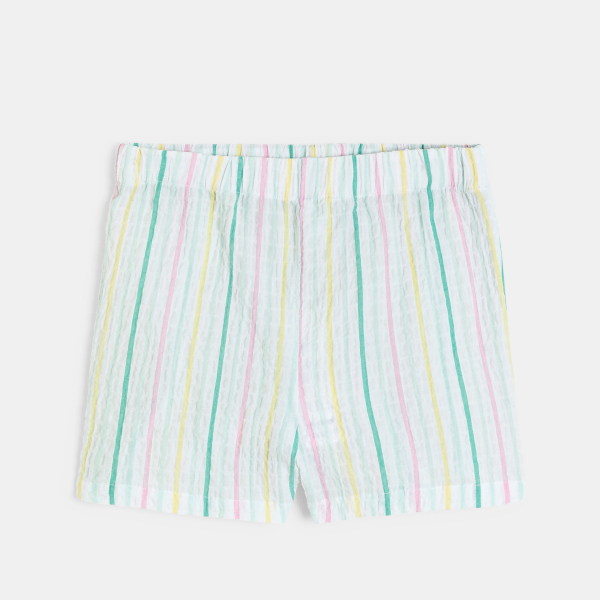 تيشيرت بياقة مطاطية مطبوع عليه صورة فاكهة وشورت مخطط باللون الوردي للفتاة الرضيعة  تيشيرت بياقة مطاطية مطبوع عليه صورة فاكهة وشورت مخطط باللون الوردي للفتاة الرضيعة