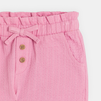 شورت قطن فاخر باللون الوردي الفاتح للفتيات الصغيرات