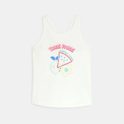 Débardeur motifs imprimés et sequins blanc Fille