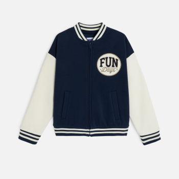 Sweat-shirt teddy campus noir Garçon