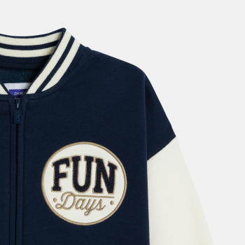 Sweat-shirt teddy campus noir Garçon