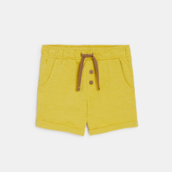 Short jersey de coton rayé jaune bébé garçon