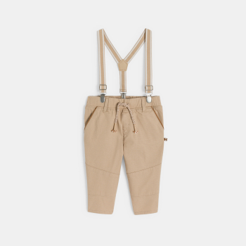 Pantalon à bretelles beige bébé garçon