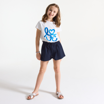 Short souple en jersey fantaisie bleu marine Fille