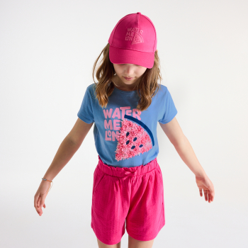 تيشيرت بأكمام قصيرة مزين برسوم للبطيخ الأحمر، باللون الأزرق للفتيات