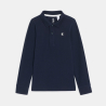 Polo à manches longues en jersey piqué bleu Garçon Polo à manches longues en jersey piqué bleu Garçon