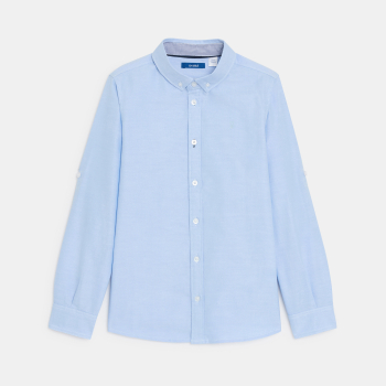 Chemise Oxford à col américain turquoise garçon