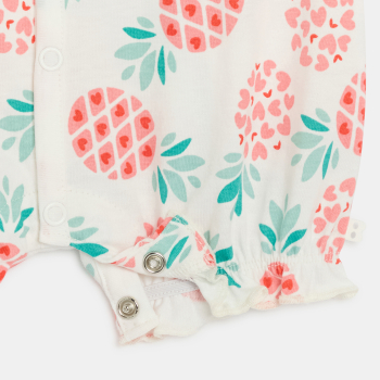 أفرول قصير برتقالي اللون للطفلة الصغيرة، عليه صورة ثمرة الأناناس