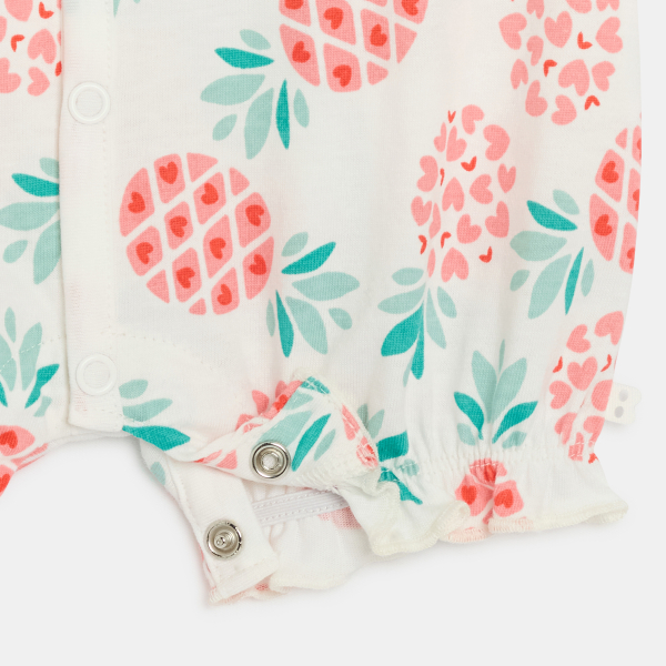 أفرول قصير برتقالي اللون للطفلة الصغيرة، عليه صورة ثمرة الأناناس أفرول قصير برتقالي اللون للطفلة الصغيرة، عليه صورة ثمرة الأناناس