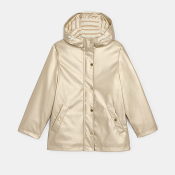 معطف واقٍ من المطر بغطاء رأس ذهبي للفتيات