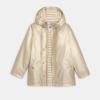 معطف واقٍ من المطر بغطاء رأس ذهبي للفتيات